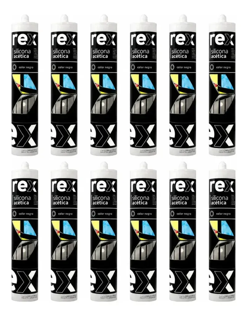 Silicona Negro Acetica 300Ml 12 Unidades Rex-1788804096088