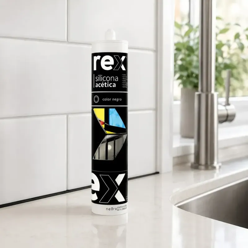 Silicona Negro Acetica 300Ml 12 Unidades Rex-1788804123935