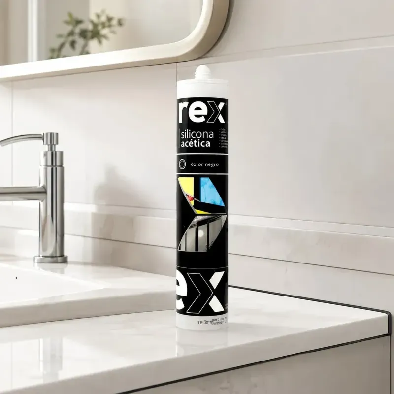 Silicona Negro Acetica 300Ml 12 Unidades Rex-1788804132142