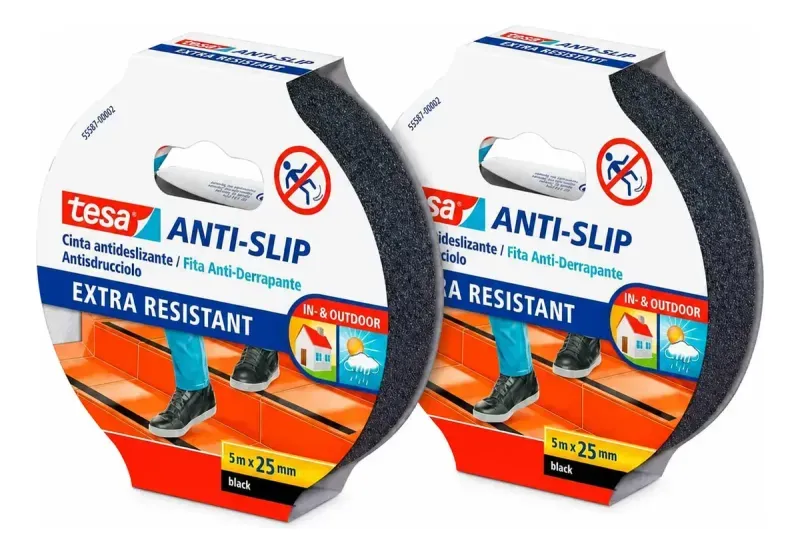 Cinta Antideslizante Negra 25Mm X 5 Mt 2 Unidades Tesa-1788804842719