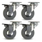 Rueda Para Carro 3" Gris Giratoria Con Base Y Freno 4 Unidades Lioi-1788805455772