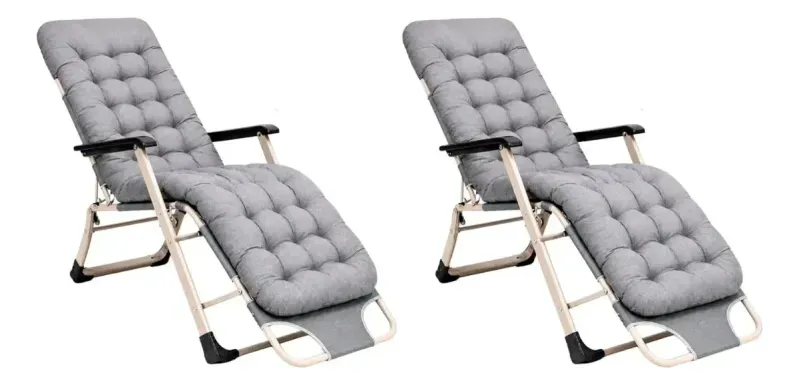 Reposera Plegable Acolchada Gris 178X61X30Cm  2 Unidades Casa Viva-1789055150199