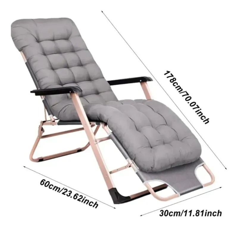 Reposera Plegable Acolchada Gris 178X61X30Cm  2 Unidades Casa Viva-1789055197928
