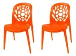 Silla Plastica Naranja Fluor 42X53X85.5Cm 2 Unidades Bighouse-1789649923659