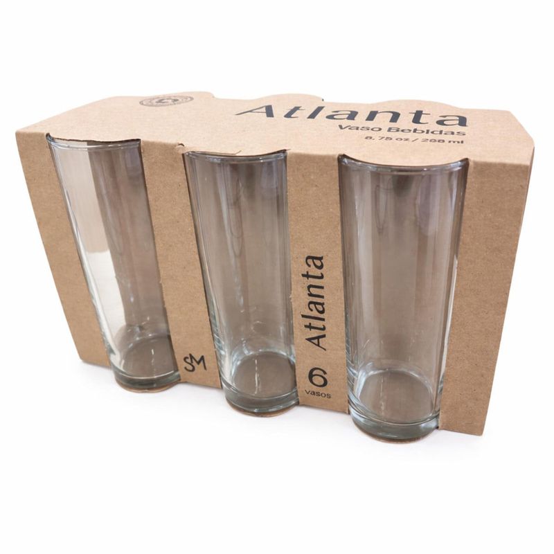 Vaso 258Ml Vidrio 6 Unidades Atlanta Cristar-1790083916909